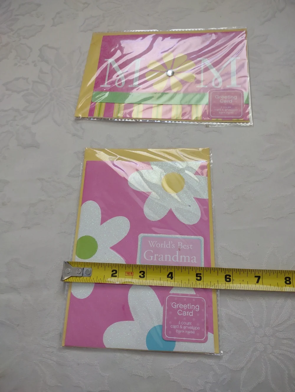Mom Crystal World's Best Grandma Sparkle Floral Pink Greeting Cards